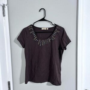 Choices Brown Beaded sequence detailing boho top (price firm)